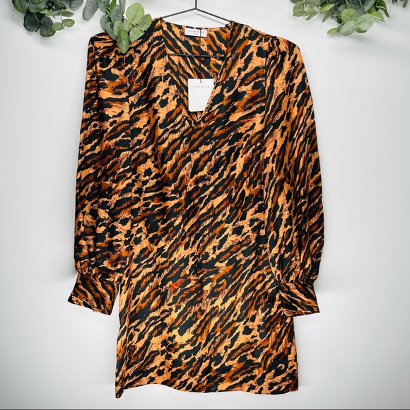 NWT SANDRO Paris - Lunas Silk Leopard Print Mini Dress S - Picture 2 of 13